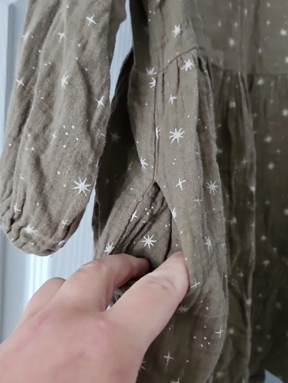 Rylee + Cru Olive Star-Print Cotton Dress